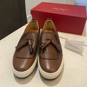 Ferragamo Brown Tassle Loafers